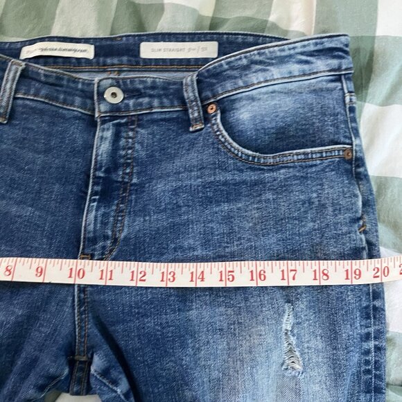 Anthropologie Picro Slim Straight Jeans Womens 32 Distressed Blue Stretch - Picture 8 of 9